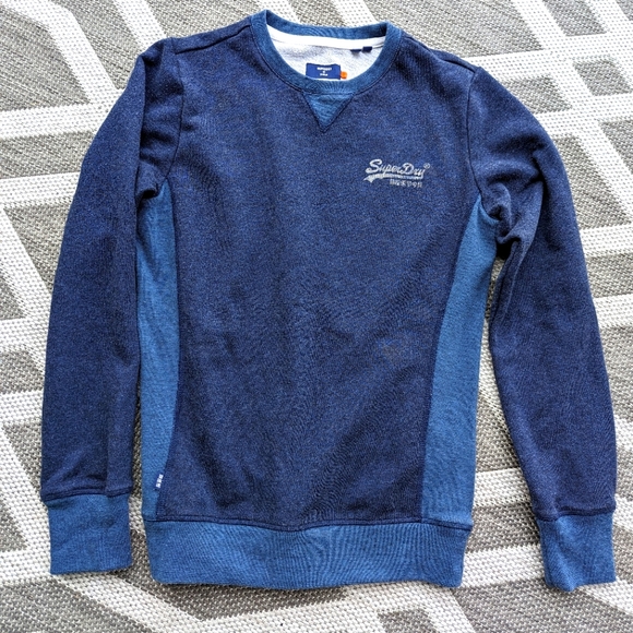 Men's XS two tone blue Super-Dry Vintage Crew Sweater - Picture 1 of 12